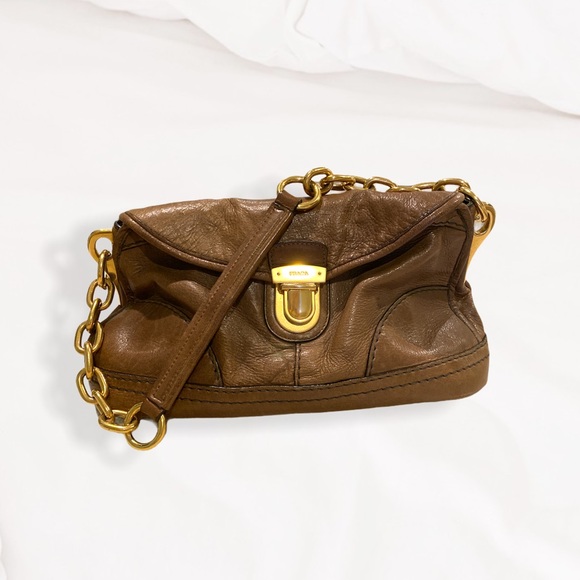 Prada Handbags - PRADA Pietra Cervo Shine Leather Satchel